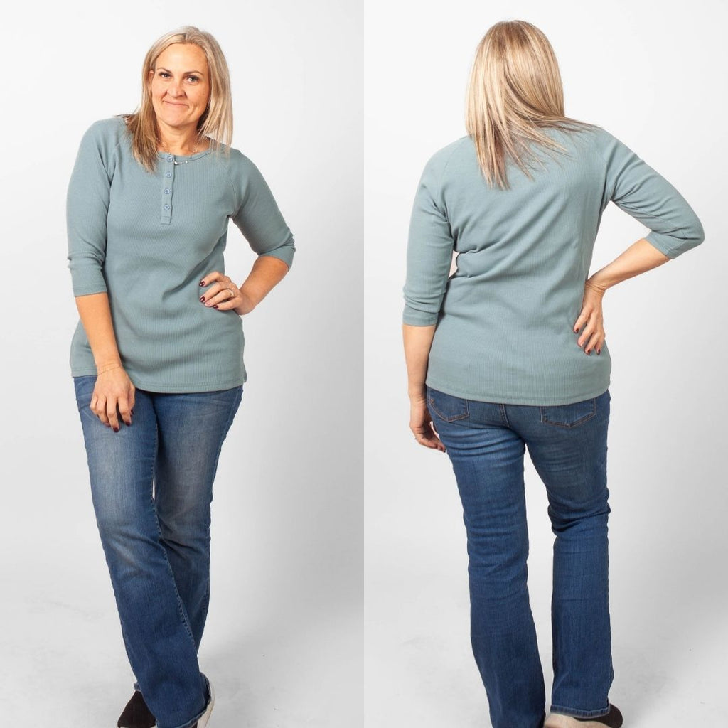 Dusty Blue Henley 3/4 Sleeve - Shop7degrees