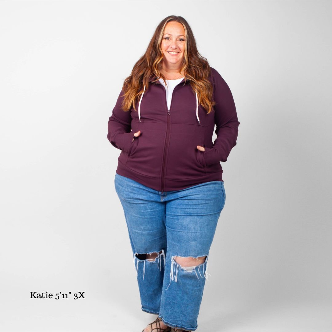 Eggplant Scuba Full Zip | Women's Purple Hoodie | Cozy Fleece for