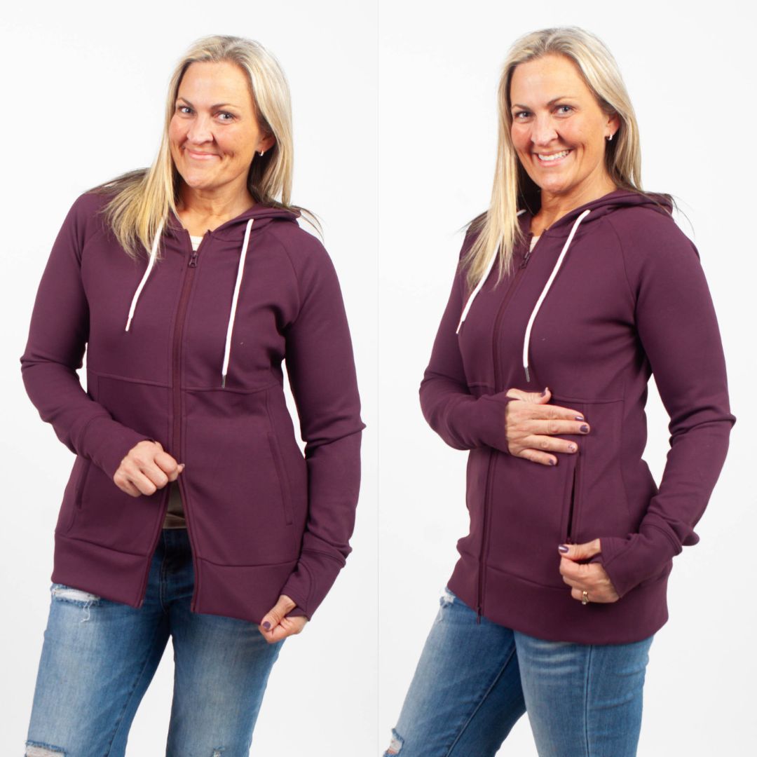 Eggplant Scuba Full Zip | Women's Purple Hoodie | Cozy Fleece for