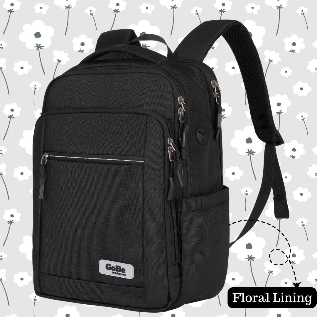 backpack for computer and travel GoBe Backpack Navy Black/Floral