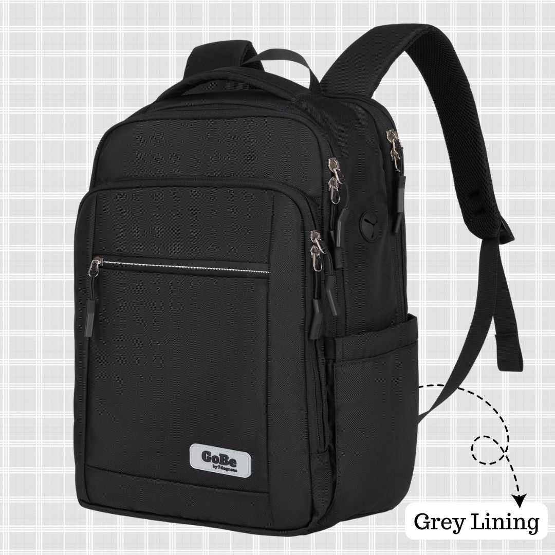 black backpack women laptop Amelia | Sleek City Commuter Travel Stay organized and on Black Leather Zipper Backpack |