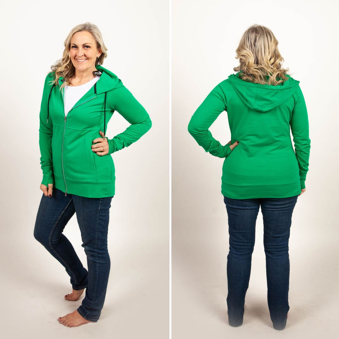 Kelly Solid Full Zip | Women's Green Zip Up Hoodie | Hourglass