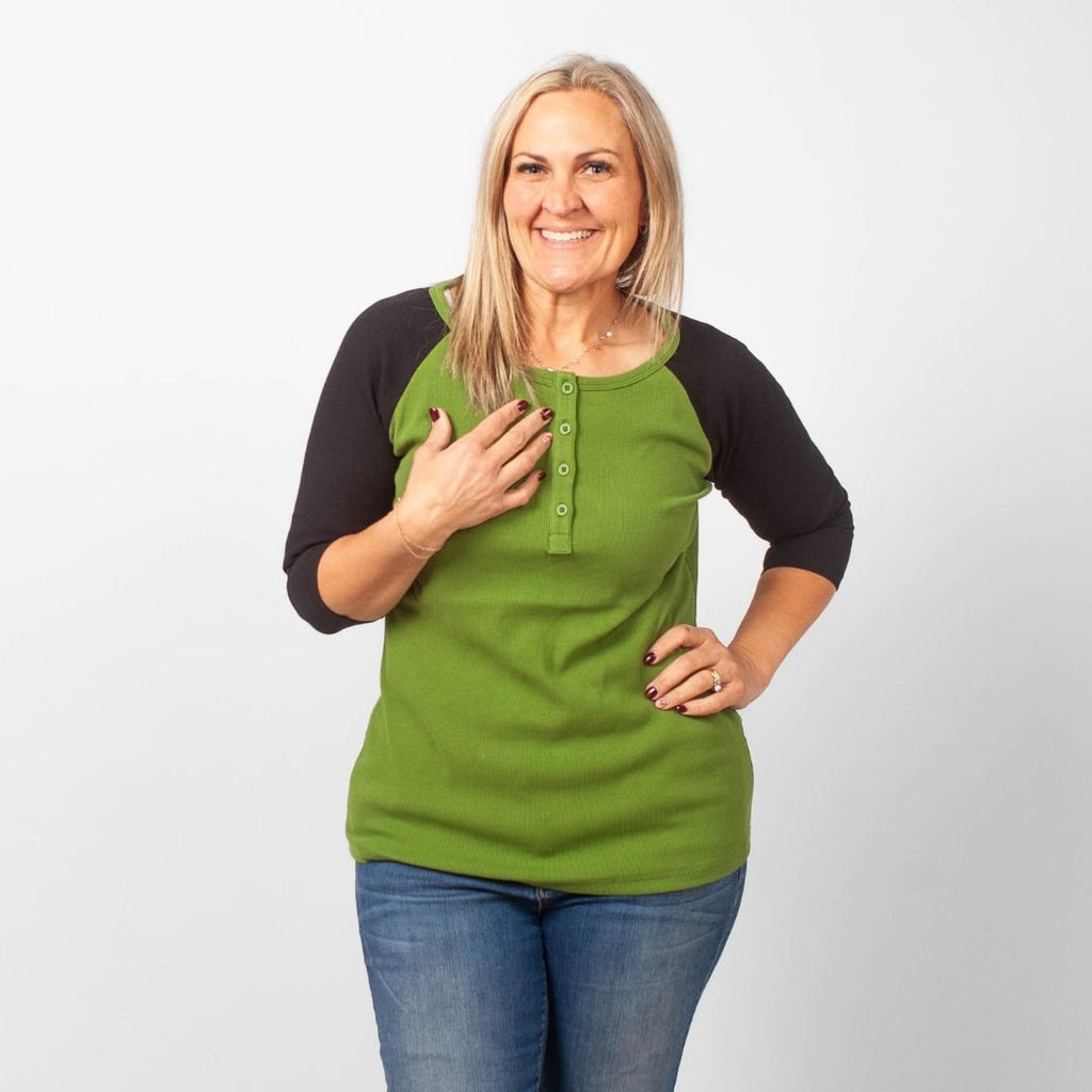 Olive & Black Henley 3/4 Sleeve - Shop7degrees