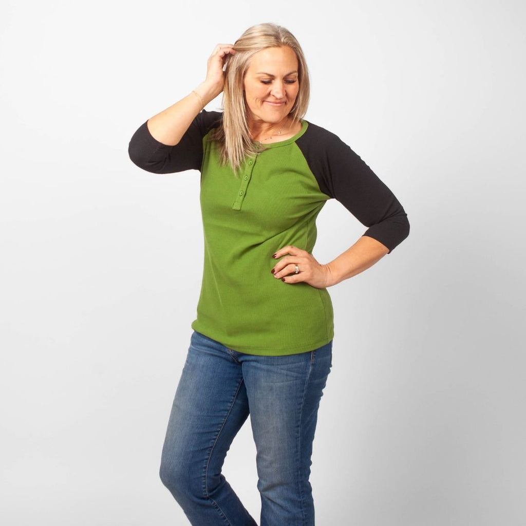 Olive & Black Henley 3/4 Sleeve - Shop7degrees