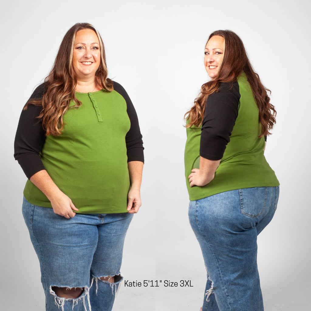 Olive & Black Henley 3/4 Sleeve - Shop7degrees