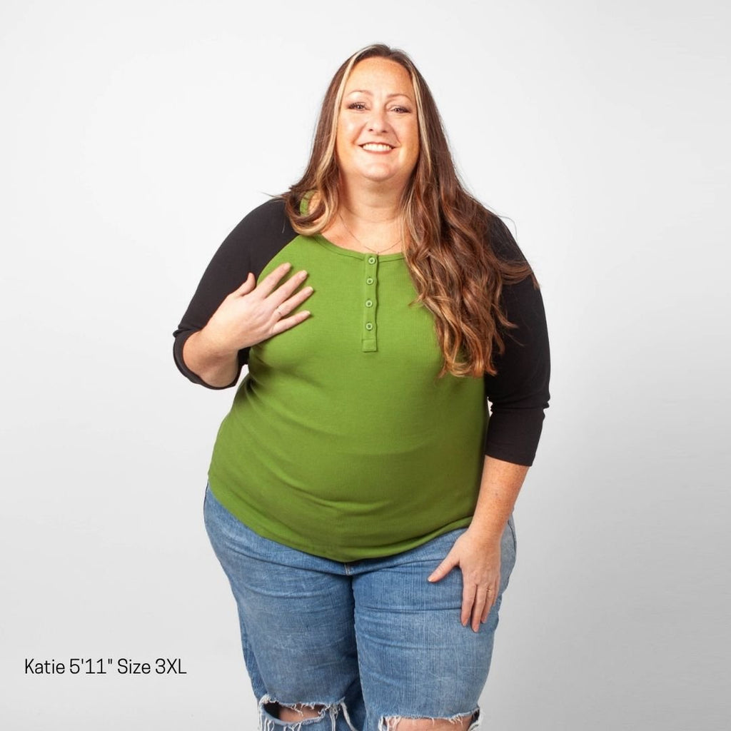 Olive & Black Henley 3/4 Sleeve - Shop7degrees