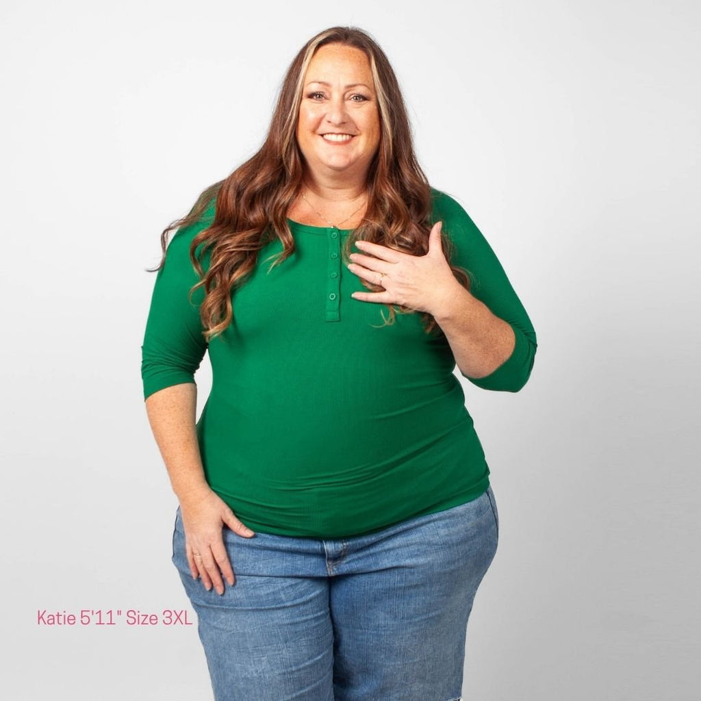 Pine Green Henley 3/4 Sleeves - Shop7degrees