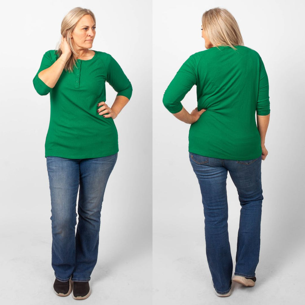 Pine Green Henley 3/4 Sleeves - Shop7degrees
