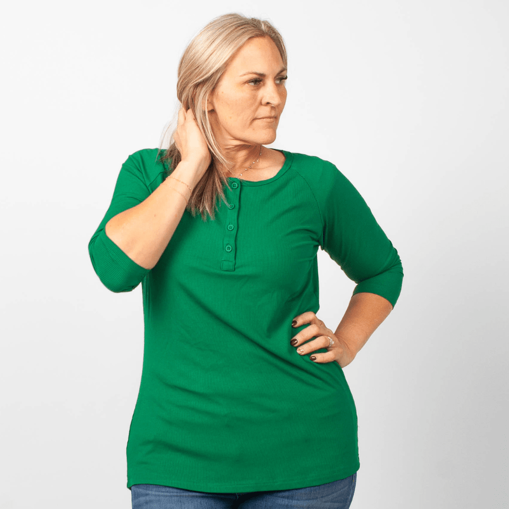 Pine Green Henley 3/4 Sleeves - Shop7degrees