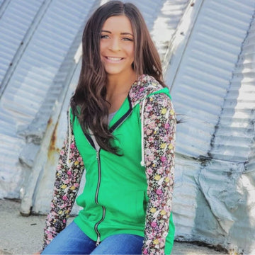 Kelly Floral Womens Full Zip video, double zipper, variety of sizes, thumbholes- Shop7degrees