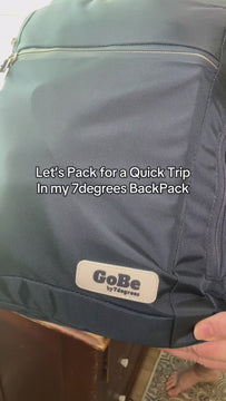 Video showing Go-Be by 7degrees backpack – stylish and functional travel bag for women or men. Laptop bag for travel, work, or school, 12 pockets, large main compartment for books.