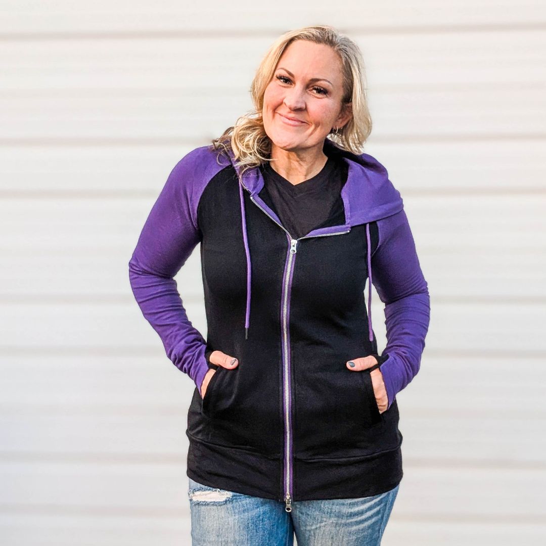 Raven | Women's Purple Full Zip Hoodie | Hourglass Fit with