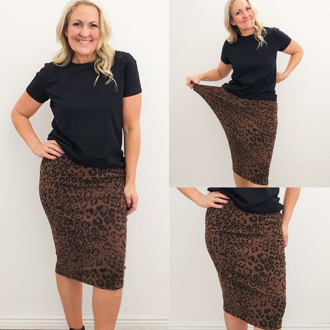 Savanah Leopard Print Pencil Skirt | Women's Plus Size / Curve Fit