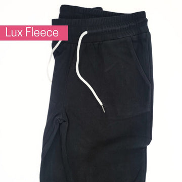 Lux Fleece Joggers Black, comfort womens pants, black fleece joggers, womens plus size  - Shop7degrees