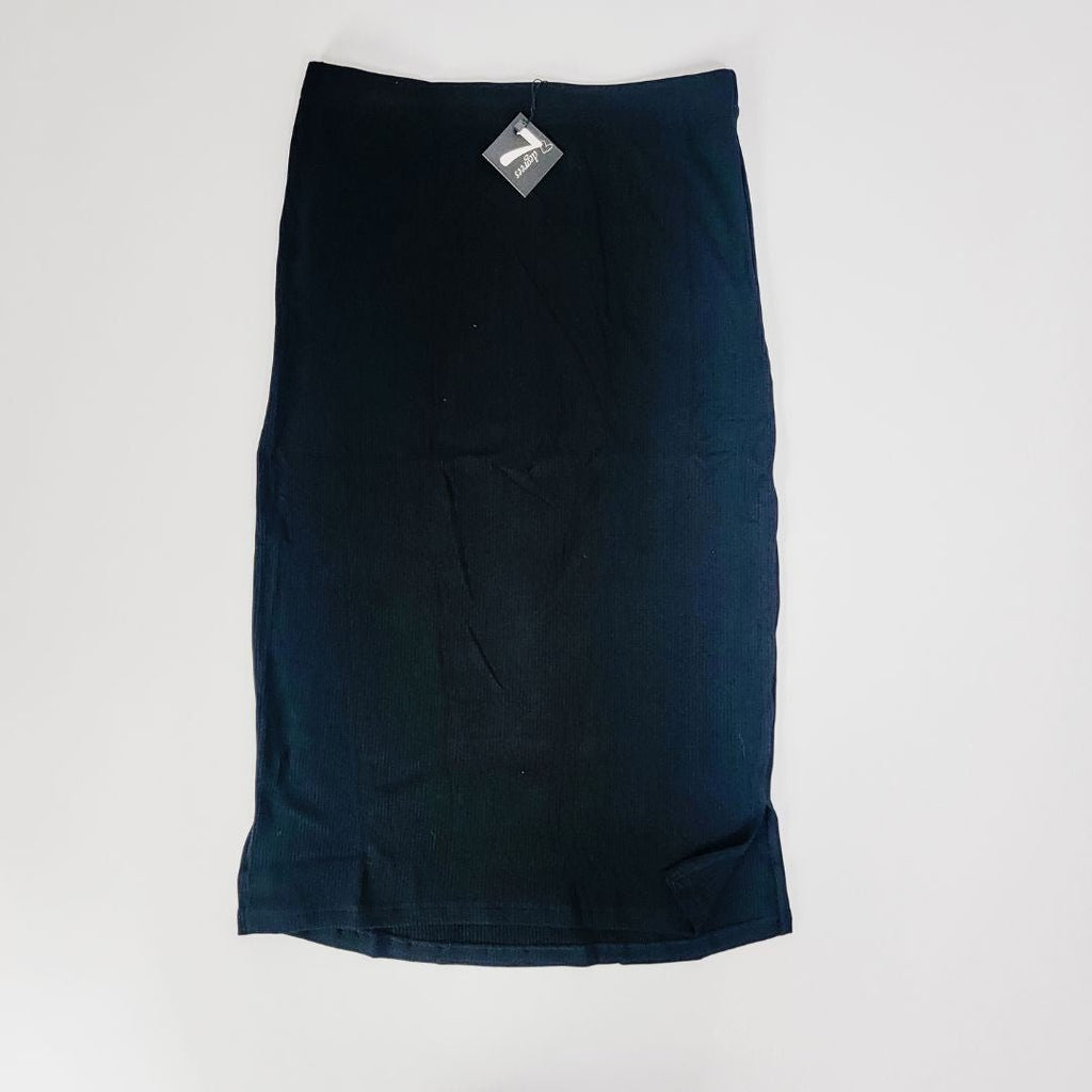 Ribbed Skirt Black, rayon, side slits, made for versatility and comfort- Shop7degrees