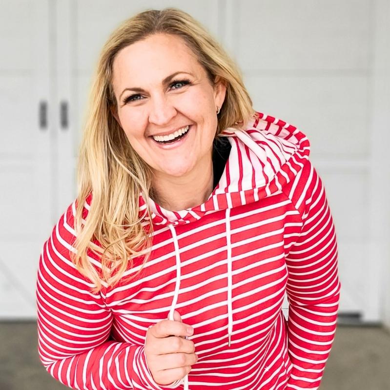 Twisted Peppermint Pullover, red and white striped womens hoodie, womens long sleeve pullover, long sleeve with thumbholes, white and red accent oversized hood -7degrees